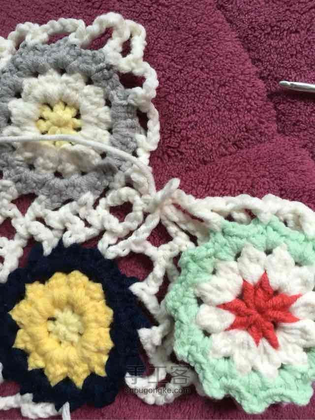 简单毛线编织镂空拼花毯子（详细） 第58步
