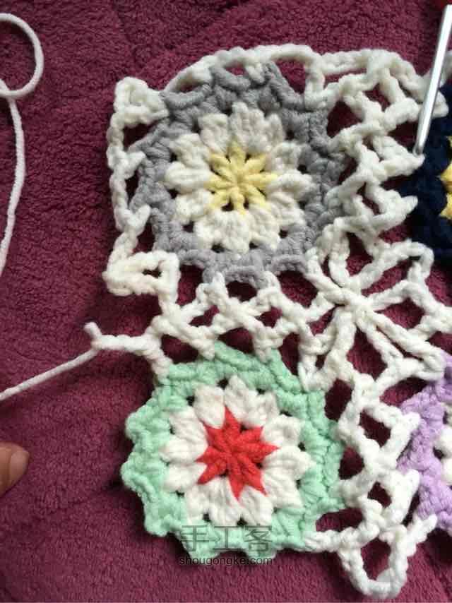 简单毛线编织镂空拼花毯子（详细） 第63步