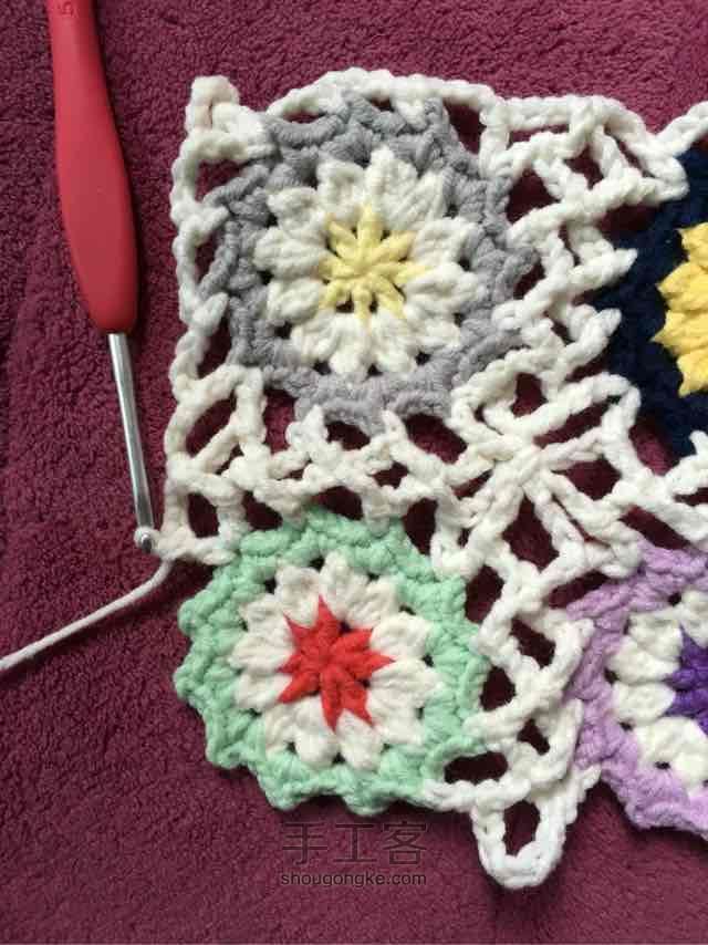 简单毛线编织镂空拼花毯子（详细） 第64步