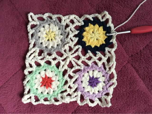 简单毛线编织镂空拼花毯子（详细） 第67步