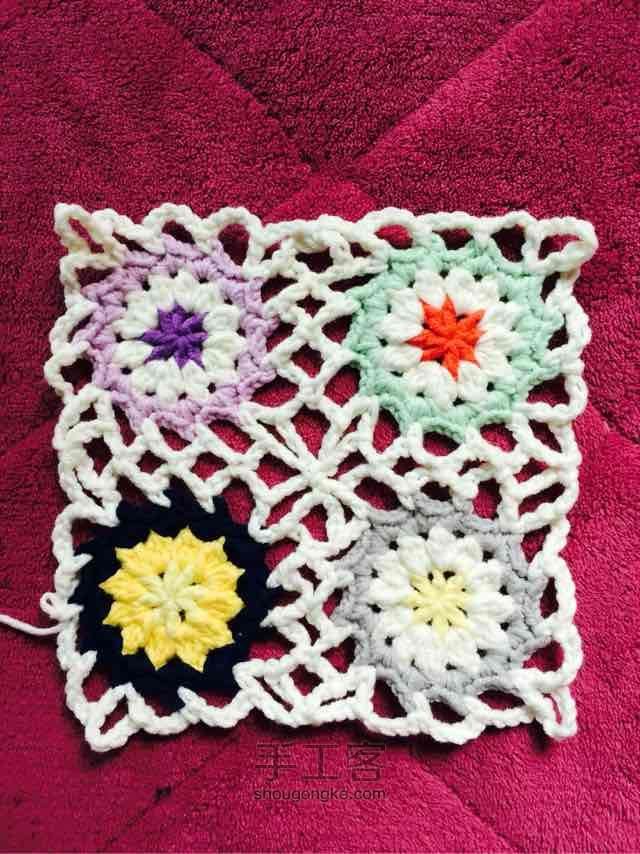 简单毛线编织镂空拼花毯子（详细） 第68步