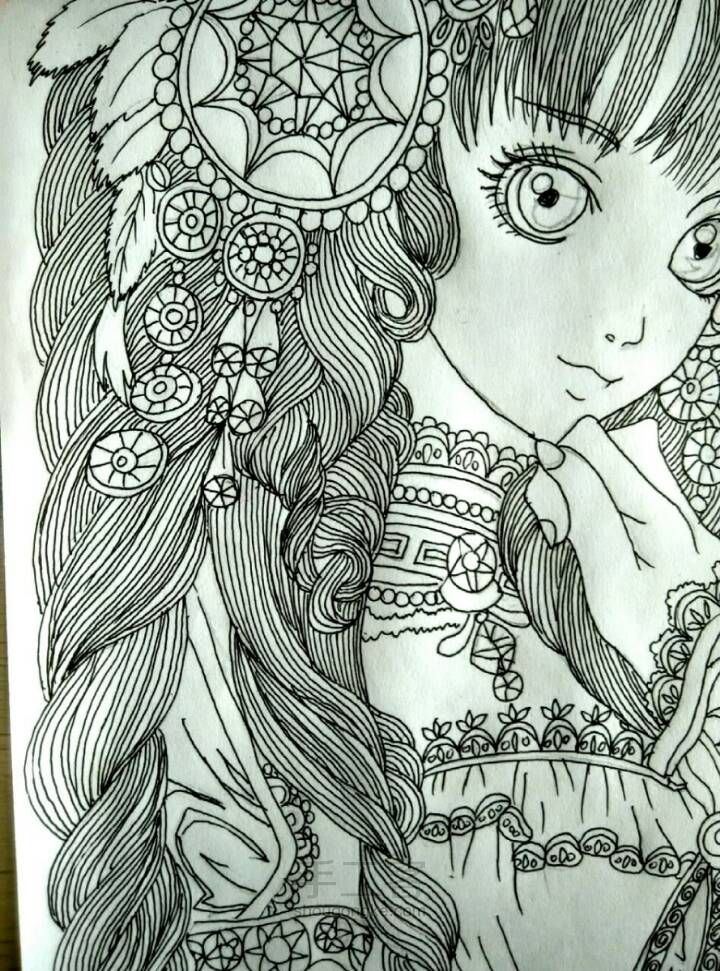 小公主——彩铅画 第10步