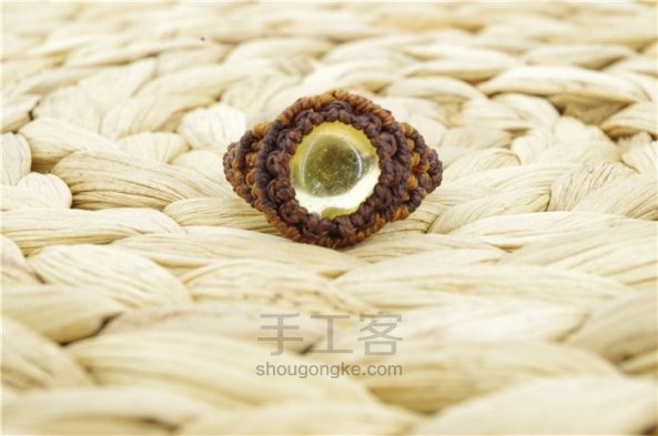 macrame琥珀戒指       教程 第20步