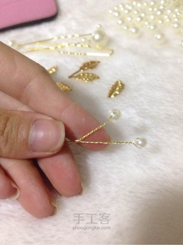 新娘珍珠饰品制作教程--珠钗 第2步