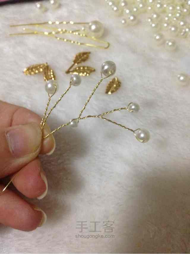 新娘珍珠饰品制作教程--珠钗 第5步