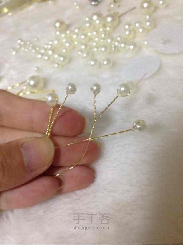 新娘珍珠饰品制作教程--珠钗 第4步