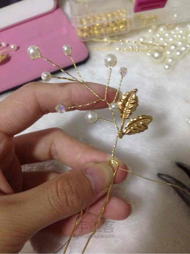 新娘珍珠饰品制作教程--珠钗 第8步
