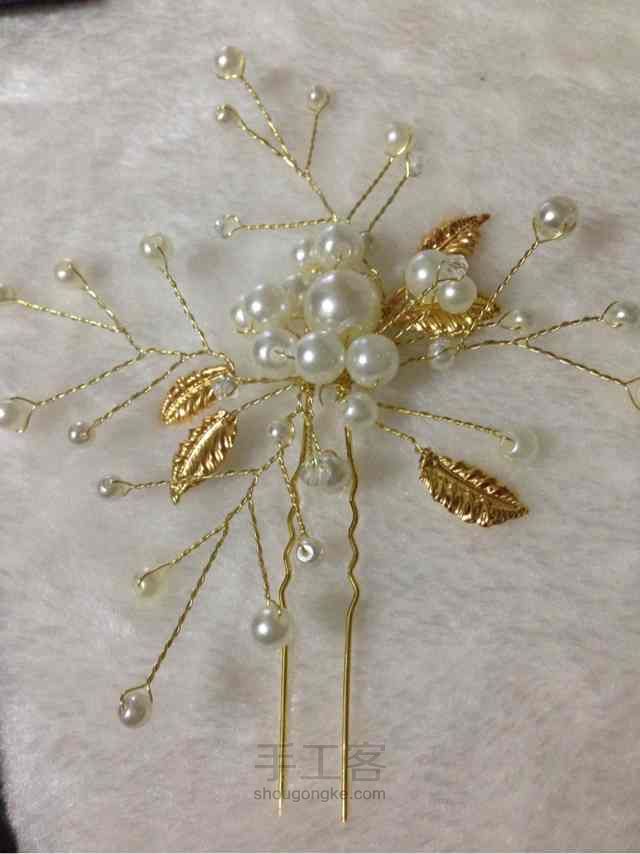 新娘珍珠饰品制作教程--珠钗 第16步