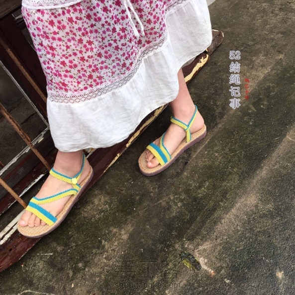 女儿的凉鞋终于完工了，编织是那么幸福，穿着肯定也是幸福满满！ 第4张
