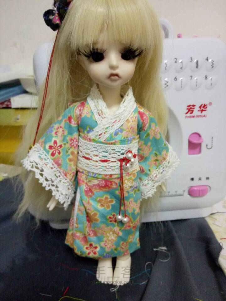 BJD6分和风碎花小和服 第1步