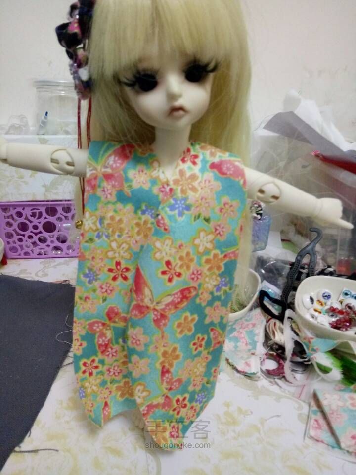 BJD6分和风碎花小和服 第5步