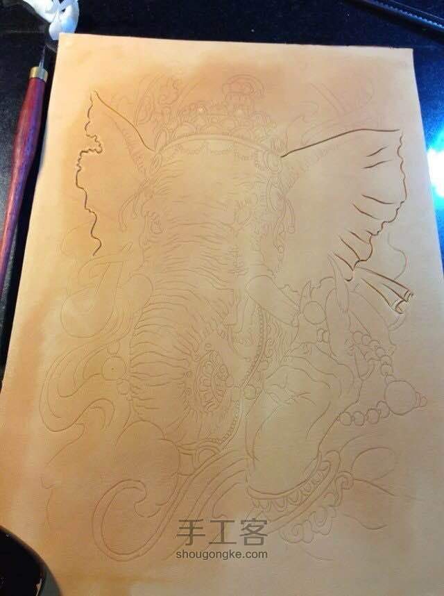 象神挂画（素材来自纹身师手稿） 第1步