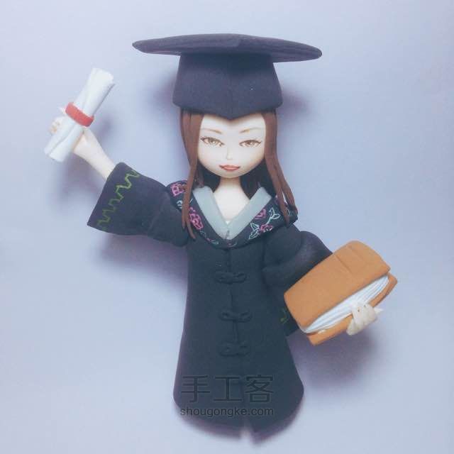 木目粘土教程—学士服人偶 第23步