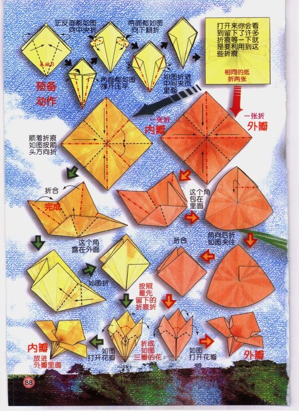 花卉折纸基础 第88步