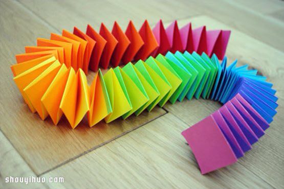 彩虹弹簧折纸～美腻啦！～转 第4步