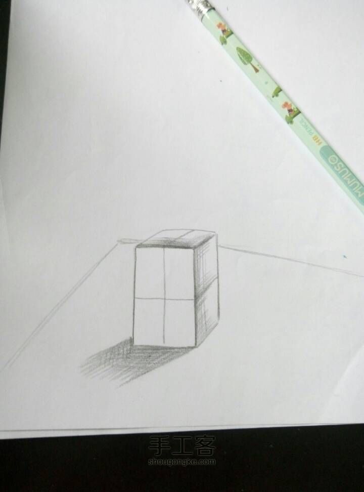 小惠老师教你画简单立体3d方块 第5步