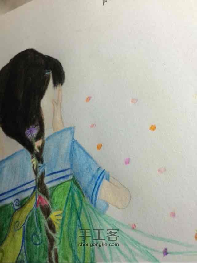 剪下一缕芬芳--彩铅画 第10步