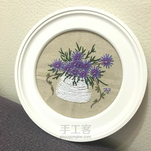 蓝紫色野菊刺绣 第4步