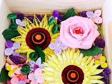 向日葵为主角的衍纸花盒，绝对不输给鲜花礼盒！