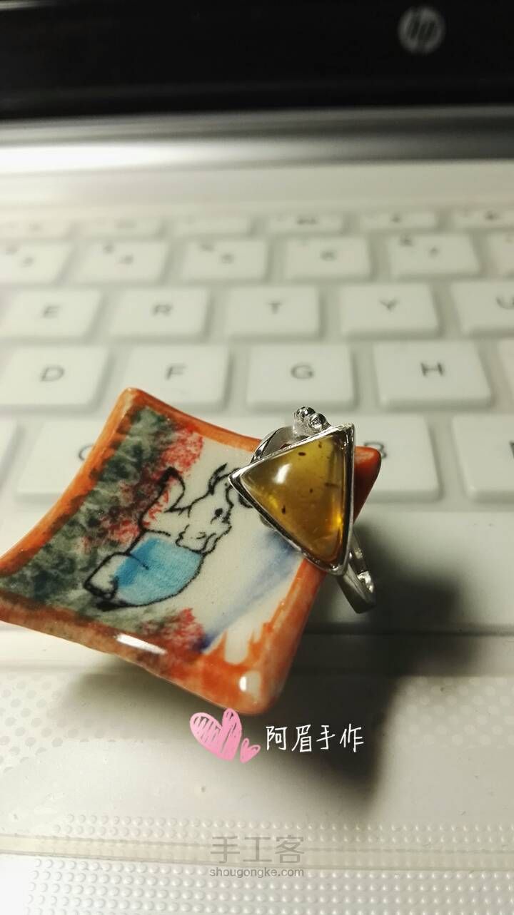 琥珀戒指耳钉 第7步