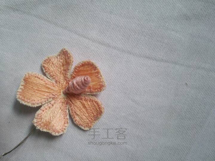 立体刺绣花朵胸针，山茶花😘 第6步