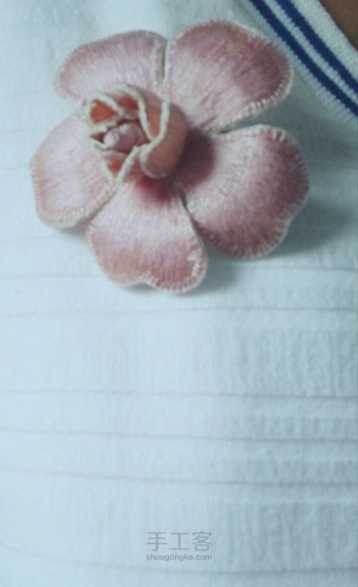 立体刺绣花朵胸针，山茶花😘 第12步