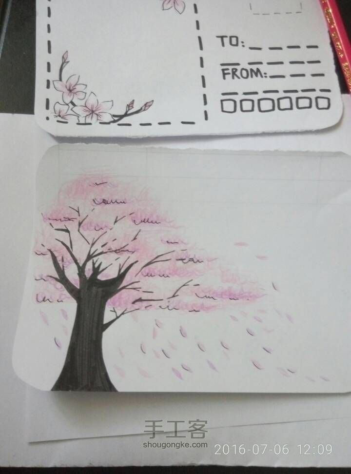 小惠老师教你画樱花明信片 第10步