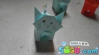 可爱的猫咪纸盒的折纸方法 折纸盒子教程图解 第26步