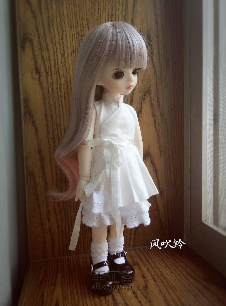 六分Lolita风裙子（上）白色立领衬裙 第2步