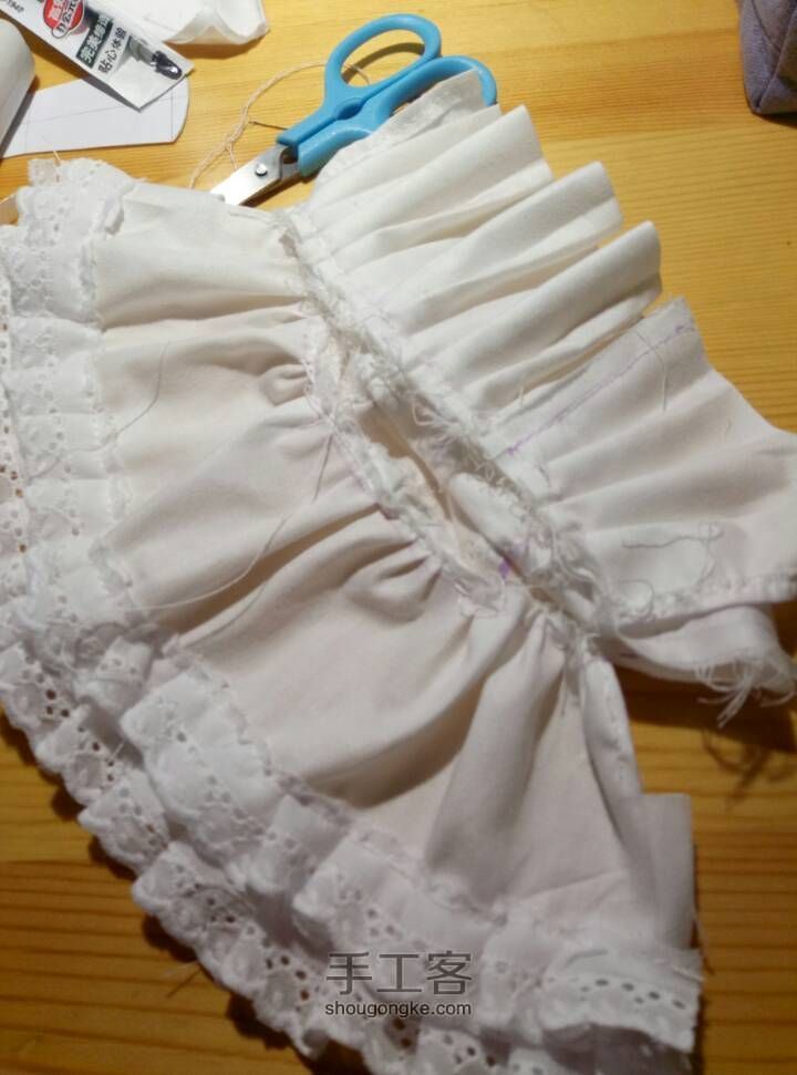 六分Lolita风裙子（上）白色立领衬裙 第18步