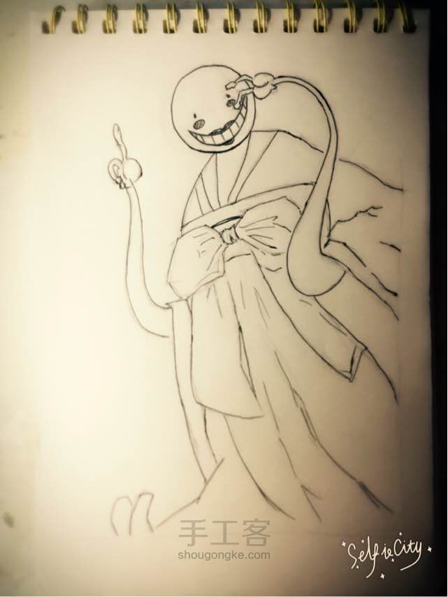 杀老师抚媚彩铅画 第3步