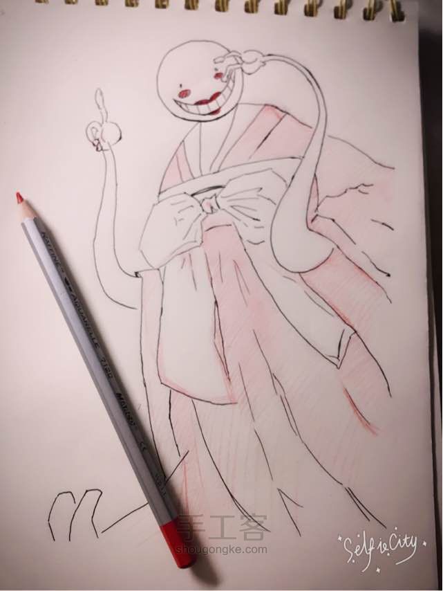 杀老师抚媚彩铅画 第5步