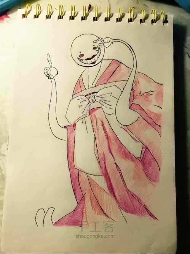 杀老师抚媚彩铅画 第6步