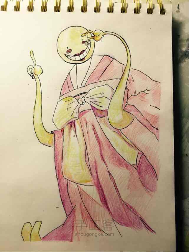 杀老师抚媚彩铅画 第7步