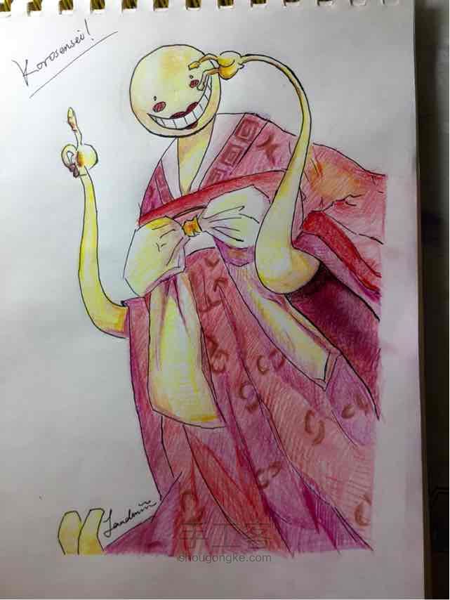 杀老师抚媚彩铅画 第8步