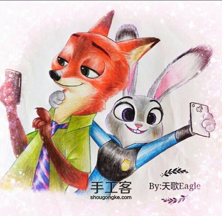疯狂动物城朱迪兔和尼克狐手绘教程 第1步