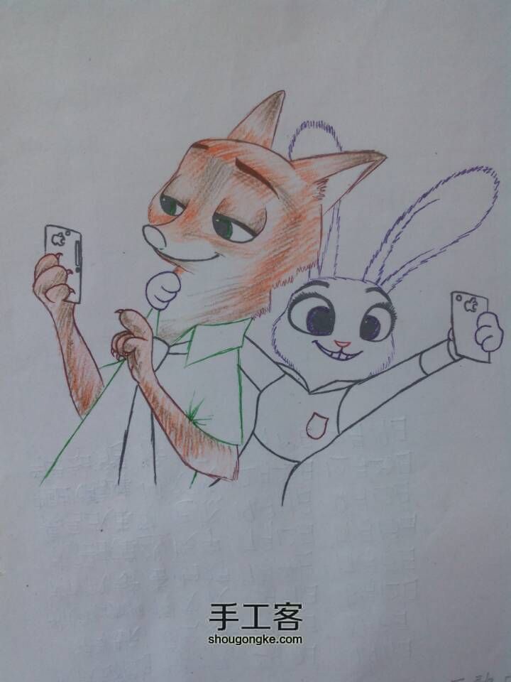 疯狂动物城朱迪兔和尼克狐手绘教程 第5步