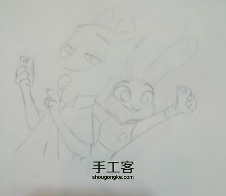 疯狂动物城朱迪兔和尼克狐手绘教程 第3步