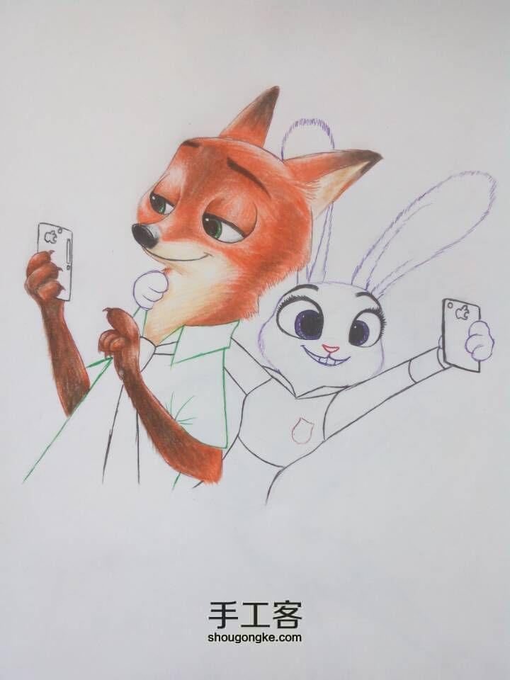 疯狂动物城朱迪兔和尼克狐手绘教程 第6步