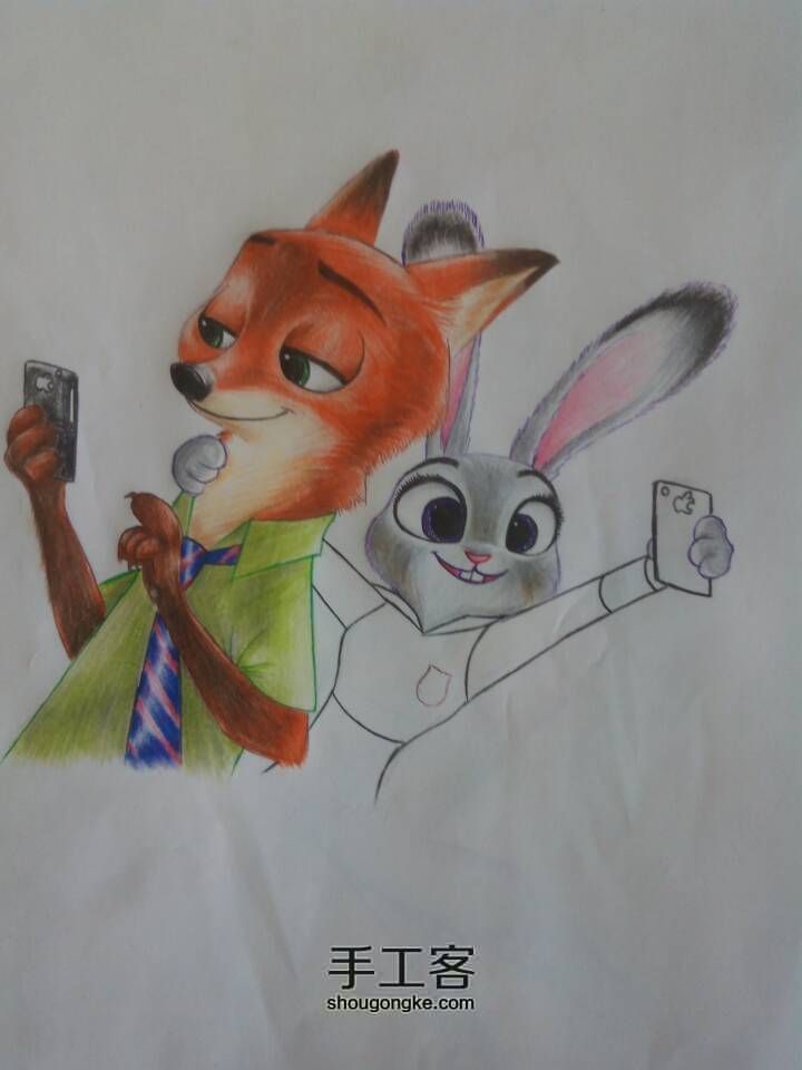 疯狂动物城朱迪兔和尼克狐手绘教程 第10步
