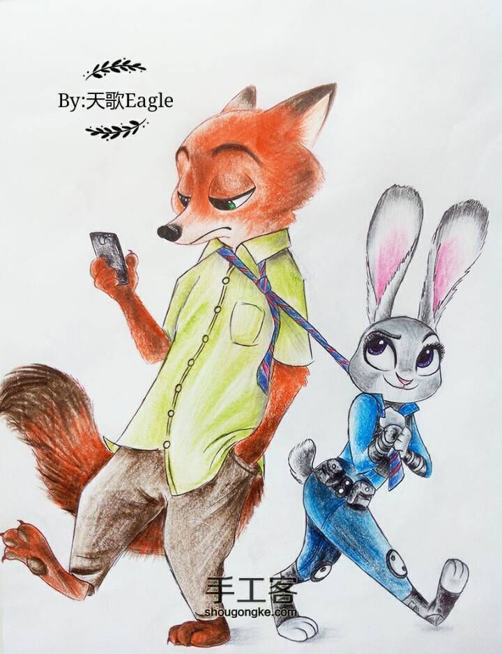 疯狂动物城朱迪兔和尼克狐手绘教程 第16步