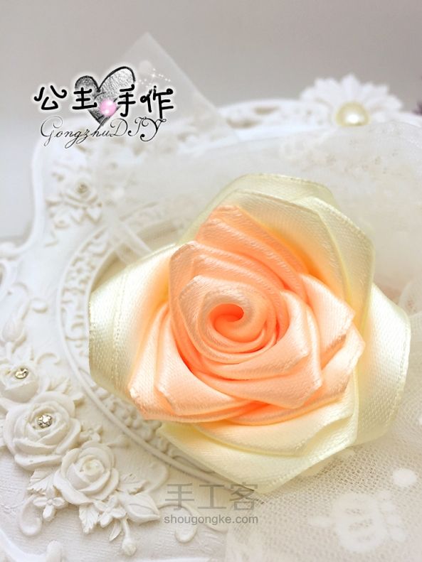 【公主手作】七夕情人节双色丝带玫瑰花的详细制作方法 第28步