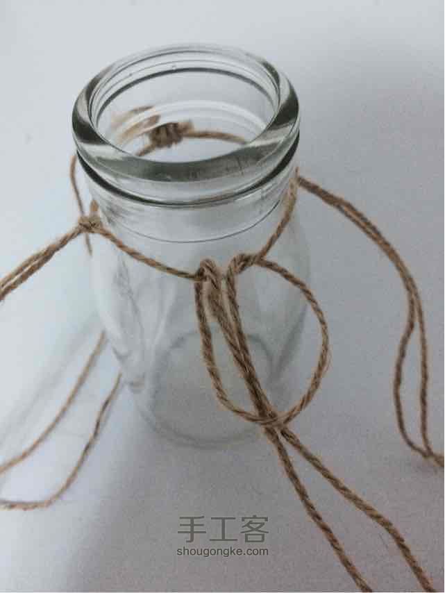 麻绳编织装饰玻璃瓶 第3步