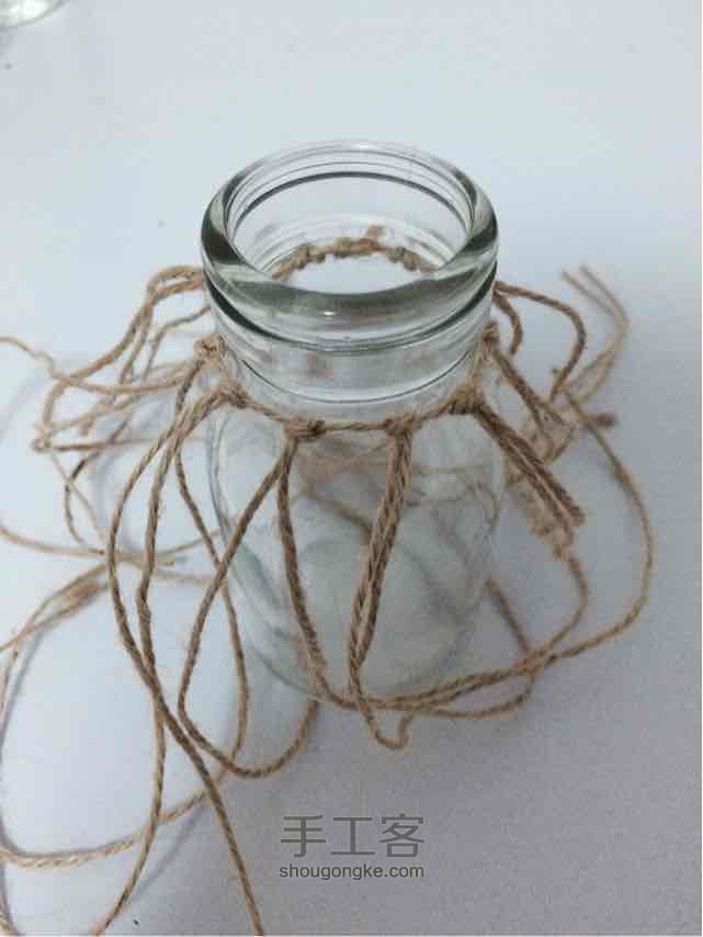 麻绳编织装饰玻璃瓶 第4步