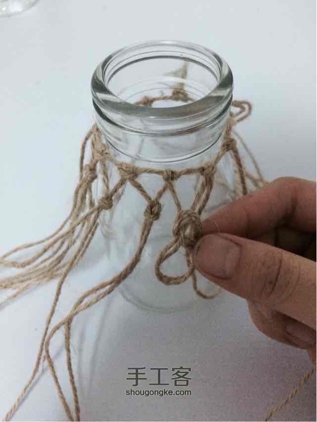 麻绳编织装饰玻璃瓶 第5步