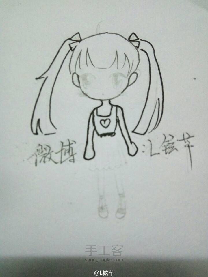 思考疑惑小女孩简笔画 第3步