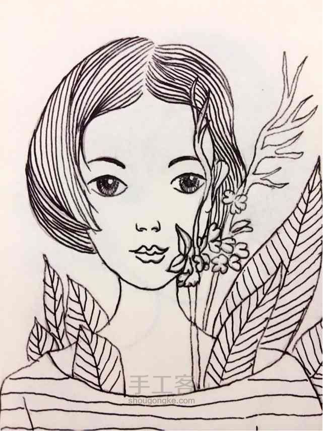 线描小清新妹子 第9步