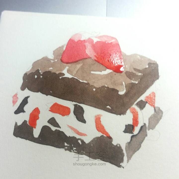 小盒子手绘㊣↣草莓巧克力蛋糕 第4步