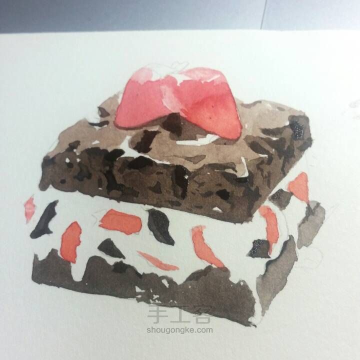 小盒子手绘㊣↣草莓巧克力蛋糕 第5步