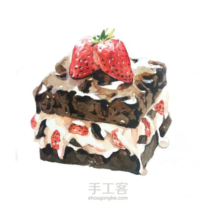小盒子手绘㊣↣草莓巧克力蛋糕 第1步